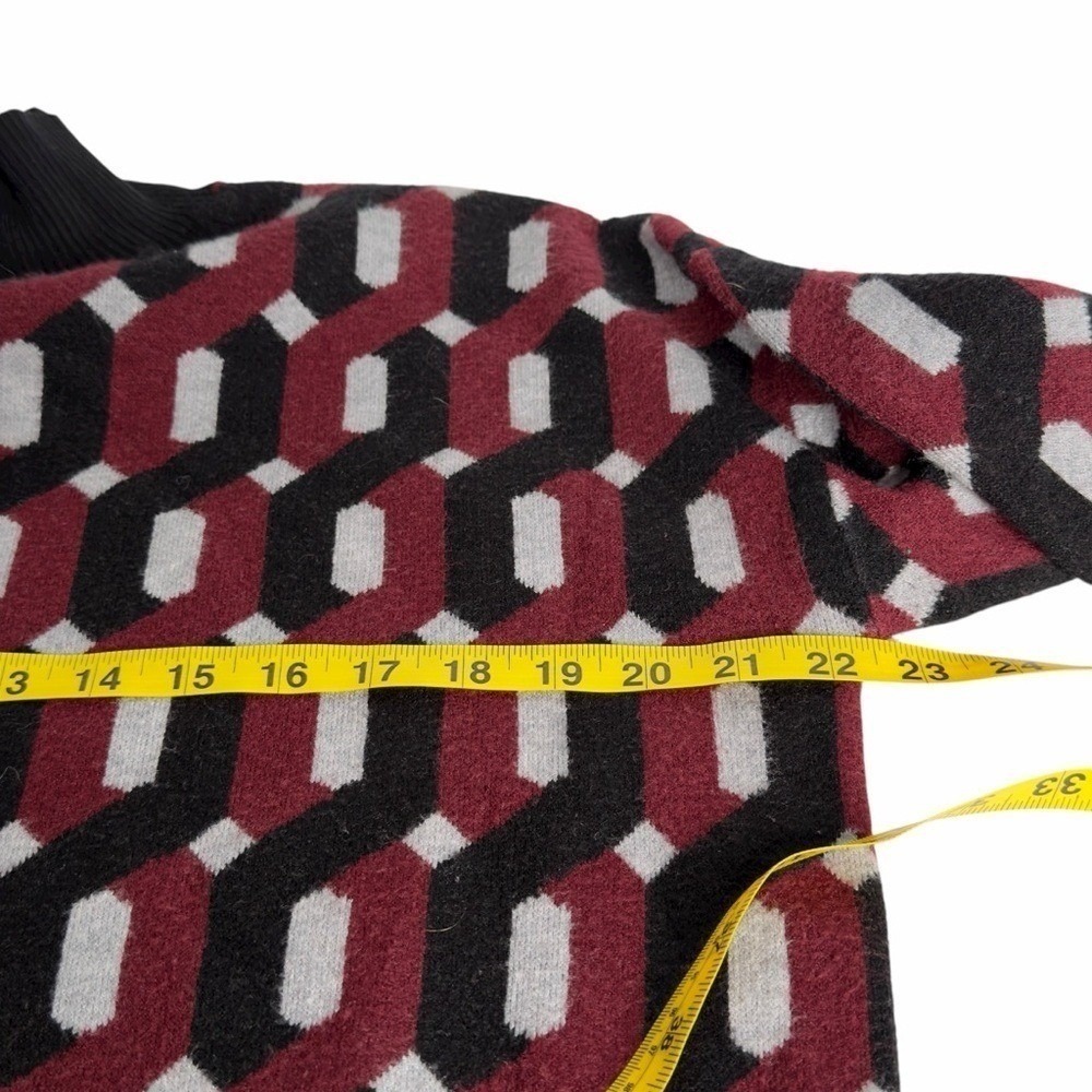 Christian Siriano Black Red Geometric Mock Neck Sweater Womens XL Long Sleeve - Picture 9 of 10
